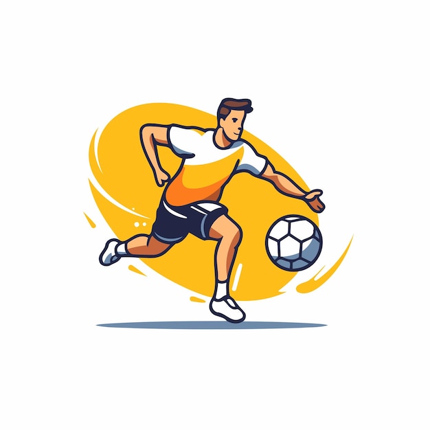 Vektor fußballspieler läuft mit ball vektor-illustration im cartoon-stil