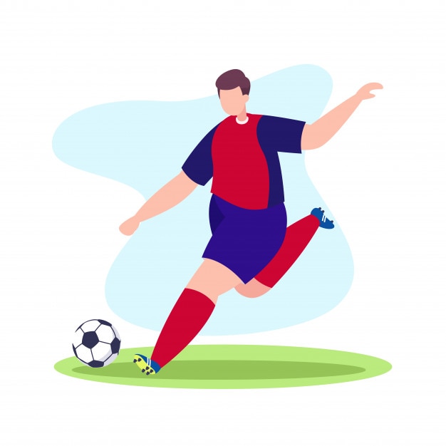 Fußballspieler schoss den Ball