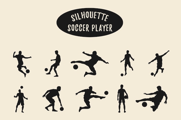 Fußballspieler-Silhouette. Fußball-Schieß-Silhouetten. Fußballspieler-Silhouette-Illustration