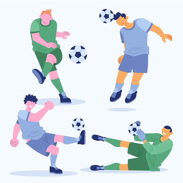 Fußballspielerkollektion im flachen Design