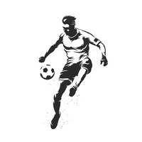 Fußballspielersilhouette mit ballillustration