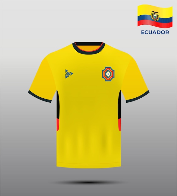 Fußballtrikot für das ecuadorianische team mit vorder- und rückansicht