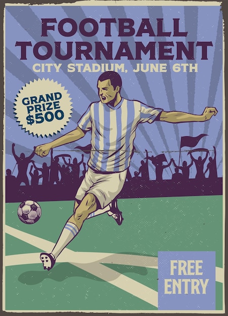 Vektor fußballturnier vintage poster design