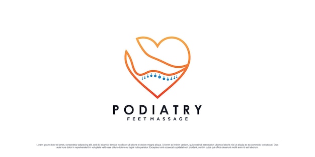 Fußmassage-logo-design mit knöchelkonzept und liebeselement premium-vektor