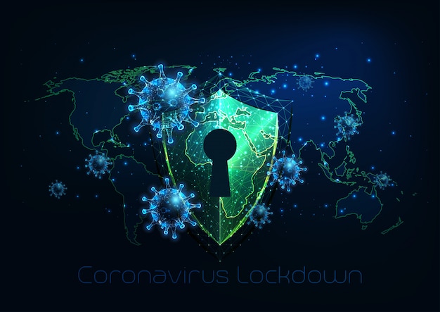 Futuristic Covid-19 Coronavirus Global Lockdown, Quarantäne-Konzept