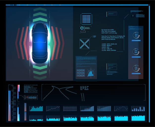 Futuristische benutzeroberfläche. hud ui. abstrakte virtuelle grafische berührungsbenutzeroberfläche. autos infografik.car auto service, modernes hud,