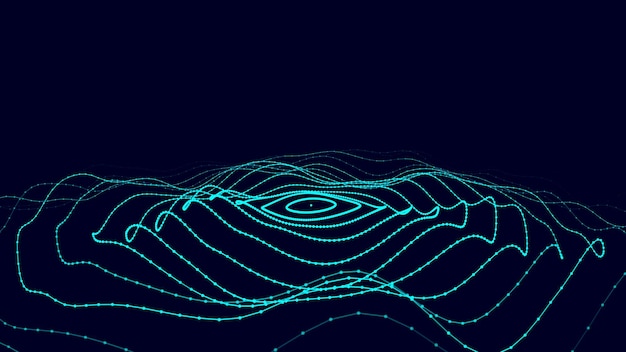 Vektor futuristische bewegte kreiswelle digitaler hintergrund mit bewegten leuchtenden partikeln big data-visualisierung vektorillustration