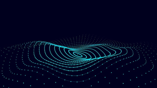 Futuristische bewegte Kreiswelle Digitaler Hintergrund mit bewegten leuchtenden Partikeln Big Data-Visualisierung Vektorillustration