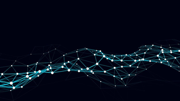 Futuristische bewegte Welle Digitaler Hintergrund mit bewegten leuchtenden Partikeln und Linien Big Data-Visualisierung Vektorillustration