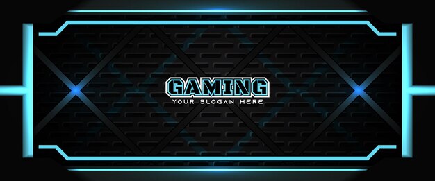 Vektor futuristische blau-schwarz-gaming-header-social-media-banner-vorlage