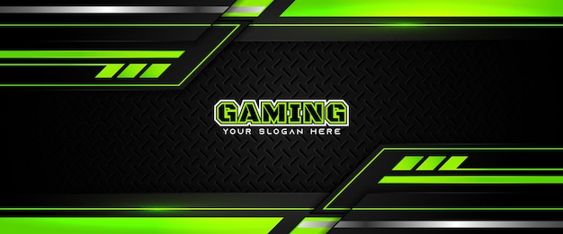 Futuristische grüne und schwarze gaming-header-social-media-banner-vorlage