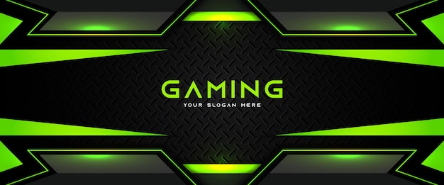 Vektor futuristische grüne und schwarze gaming-header-social-media-banner-vorlage