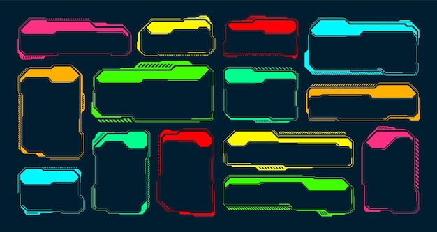 Futuristische HUD- oder UI-Elemente scifi Benutzeroberfläche Textboxen Aufrufe farbenfrohe Warnmeldungen