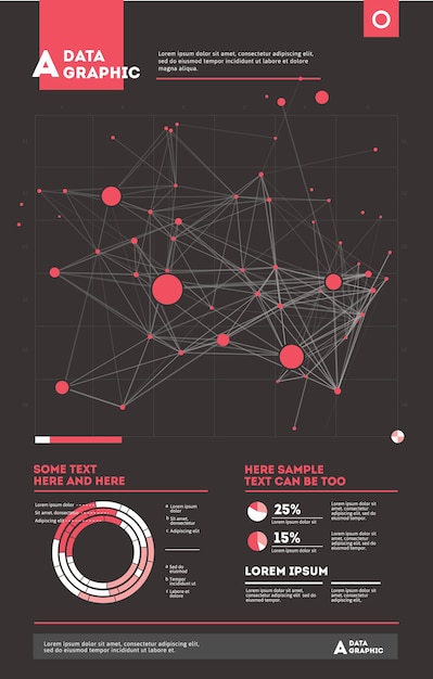 Futuristische Infografik. Informationsästhetik. Grafische Visualisierung komplexer Datenthreads. Abstrakter Datengraph.