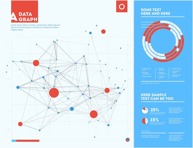 Futuristische Infografik. Informationsästhetik. Grafische Visualisierung komplexer Datenthreads. Abstrakter Datengraph.