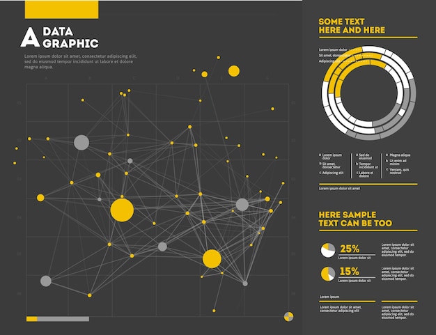 Futuristische Infografik. Informationsästhetik. Grafische Visualisierung komplexer Datenthreads. Abstrakter Datengraph.