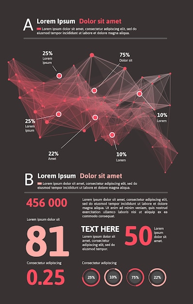 Futuristische Infografik. Informationsästhetisches Design. Grafische Visualisierung komplexer Datenthreads. Abstrakter Datengraph.