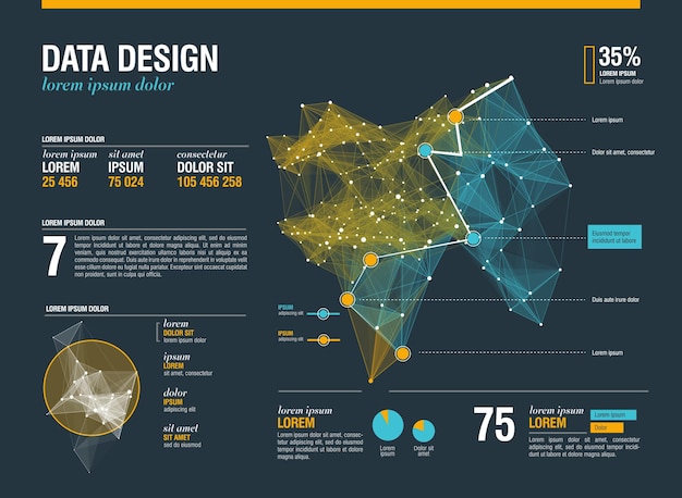 Futuristische Infografiken mit komplexen Datenthread-Grafiken