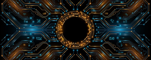 Futuristische leuchtende KI-Schaltplatte mit elektronischen Details für UI- und GUI-Design Hitech-Panel mit Lichteffekten Moderne Technologie-Hintergrund Vektorillustration
