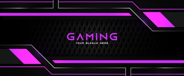 Vektor futuristische lila und schwarze gaming-header-social-media-banner-vorlage