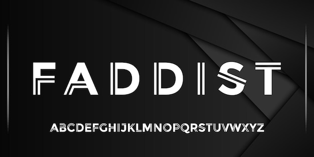 Futuristische moderne geometrische alphabet-schriftart luxus und elegante schriftart anzeige alphabet luxus text