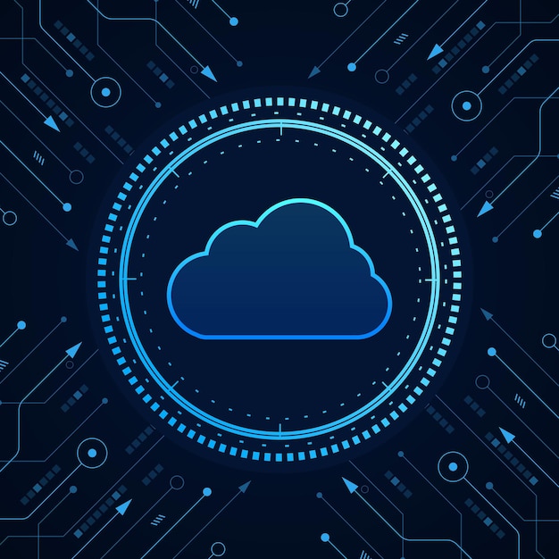 Futuristische Online-Speicherung mit moderner Cloud-Technologie funktioniert von zu Hause aus