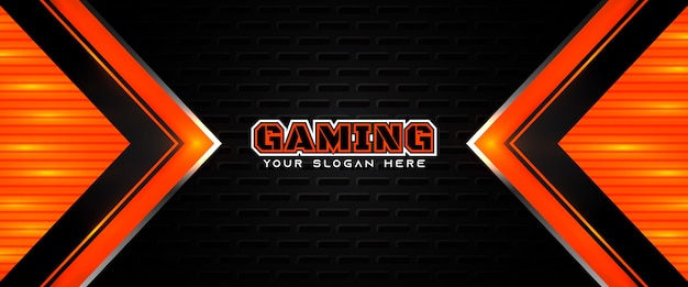 Futuristische orange und schwarz gaming header social media banner vorlage