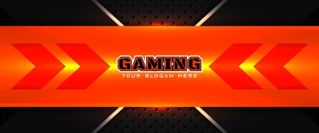 Vektor futuristische orange und schwarz gaming header social media banner vorlage