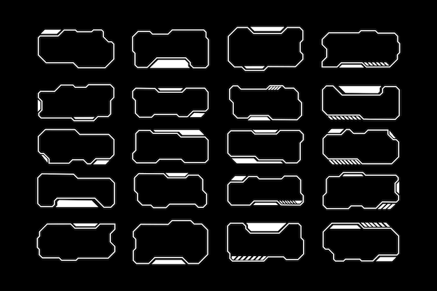 futuristische Rahmen-Tech-HUD-Schnittstelle Grafik-Design-Vorlagen