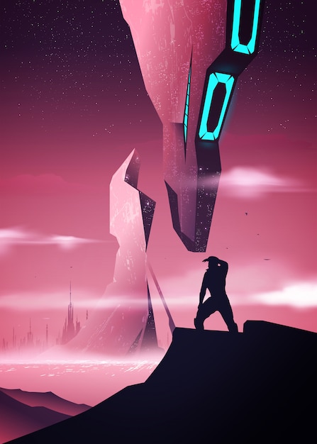 Futuristische Raumillustration herein