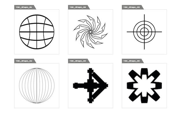 Futuristische Retro-Elemente für Design Große Reihe von Retro-Objekten für Design Elemente für die grafische Dekoration