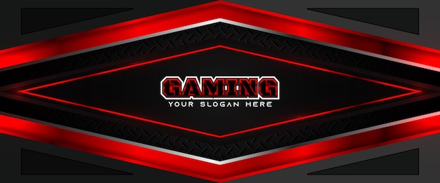 Futuristische rote und schwarze gaming-header-social-media-banner-vorlage