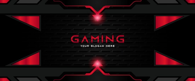 Vektor futuristische rote und schwarze gaming-header-social-media-banner-vorlage