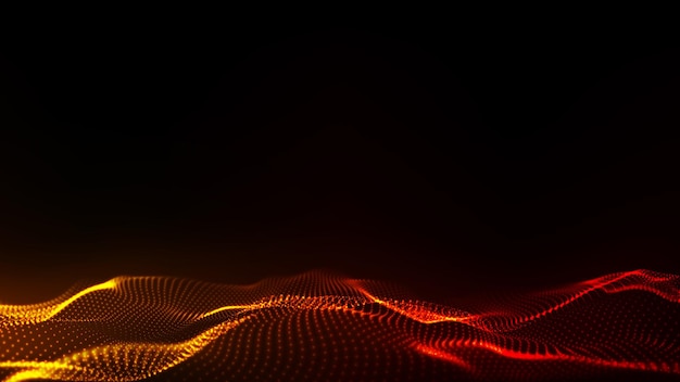 Futuristische Vektortechnologiewelle Digitaler Cyberspace Abstrakte Welle mit sich bewegenden Partikeln im Hintergrund Big Data Analytics
