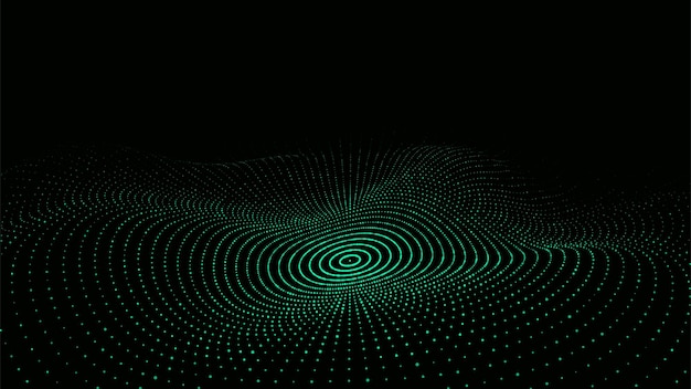 Futuristische Welle Vector Dark Cyberspace Abstrakte Musik-Schallwelle mit Punkten Weiße sich bewegende Partikel auf schwarzem Hintergrund