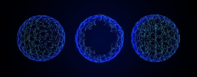 futuristischer abstrakter kreis 3d-atomstrahl, 3d-form-globus-technologie-vektorillustration,