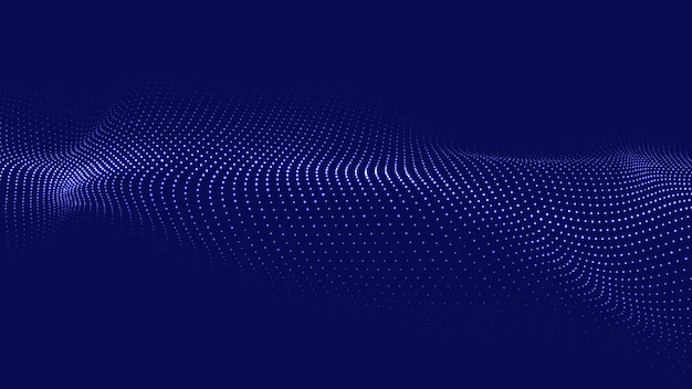 Futuristischer blauer Hintergrund mit einer dynamischen Partikelwelle Große Datenvektorillustration