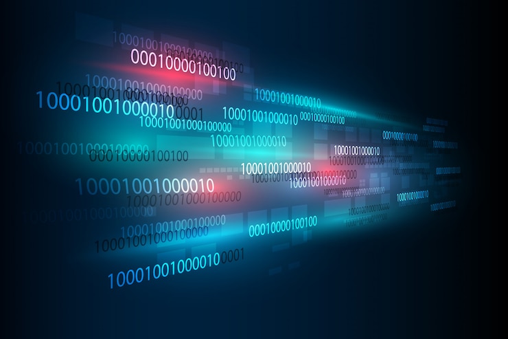Vektor futuristischer hintergrund der abstrakten digitalen binären matrixzahl-technologie