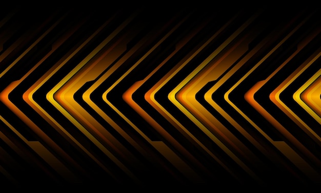 Futuristischer vektor des abstrakten gelben schwarzen metallpfeil-cybertechnologie-richtungsmusterdesigns