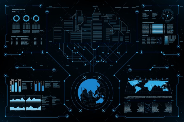 Futuristisches element panel.world kartendaten analyse informationen