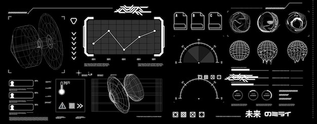 Futuristisches formelement hud gui science-fiction-cyberpunk-retrofuturismus-konzept vaporwave