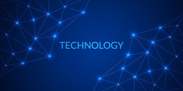 Futuristisches Low-Poly-Technologien-Netzwerk Hintergrund-Set Blaues digitales Netz und leuchtende Verbindungen