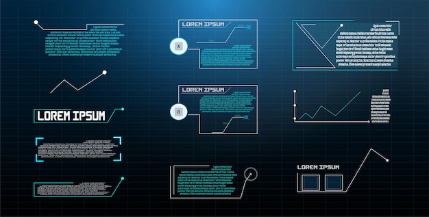 Futuristisches Vektor-HUD-Interface-Screen-Design. Digitale Callouts-Titel. HUD UI GUI futuristischer Benutzer i