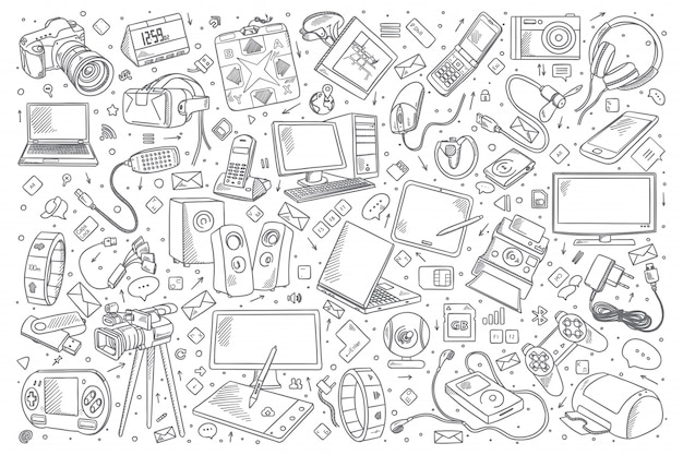 Gadgets doodle set