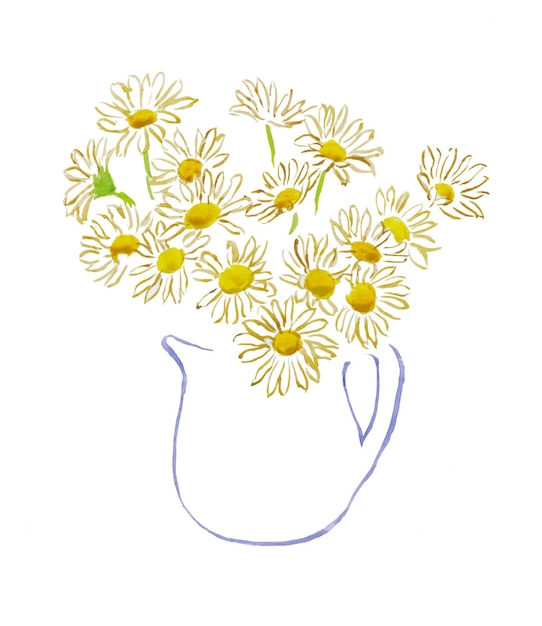 Vektor gänseblümchen in einer blumenillustration der weißen blumen der krugkamille