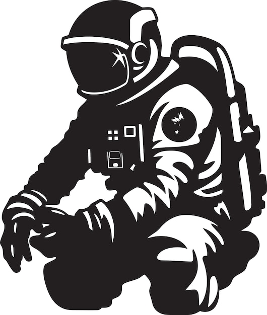 Vektor galactic trailblazer astronaut helm symbol interstellar abenteurer schwarzes weltraum-logo