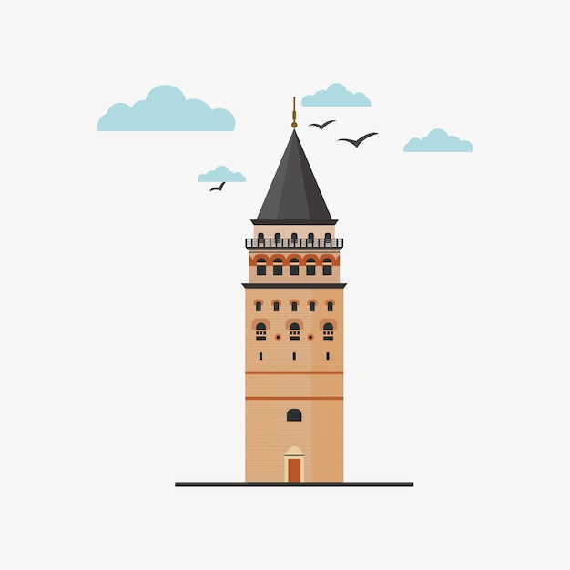 Vektor galata-turm-istanbul-türkei-illustration