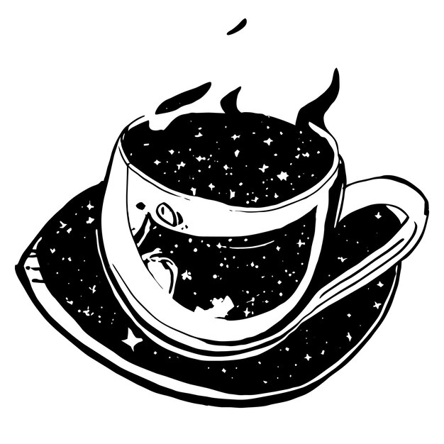 Vektor galaxie in einer tasse tee, handgezeichnetes cartoon-aufkleber-symbol-konzept, isolierte illustration