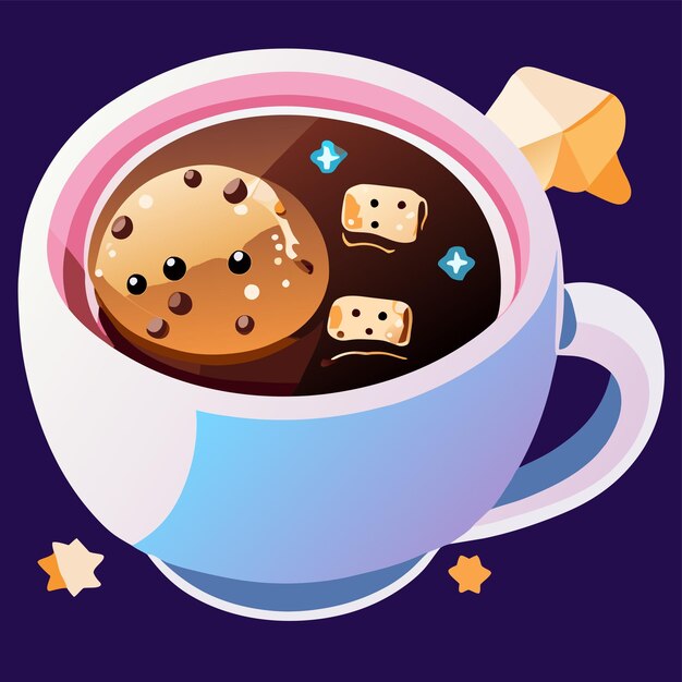 Galaxie in einer tasse tee, kaffee, handgezeichnetes cartoon-aufkleber-symbol-konzept, isolierte illustration