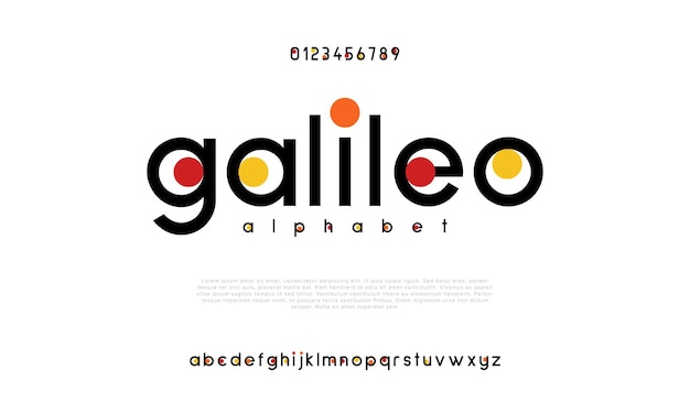 Vektor galileo kreative moderne städtische alphabet-schriftart digital abstrakte futuristische mode sport einfach